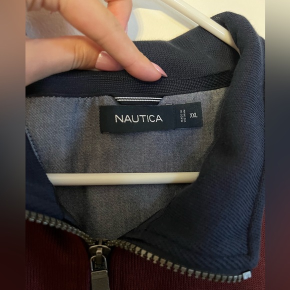 Nautica Men’s Burgundy Quarter Zip PullOver - Picture 3 of 4